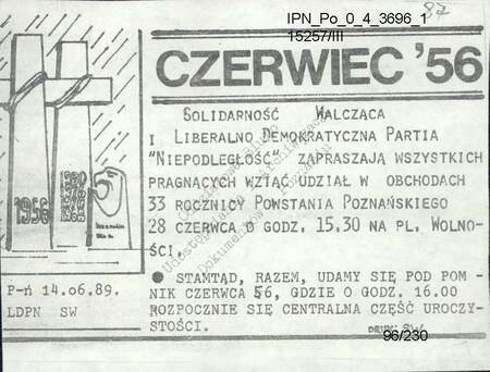 Kolekcja ulotek, plakatów i grafik z zasobu Archiwum IPN w Poznaniu zgromadzona w związku ze śledztwem ws.  rozpowszechniania ulotek „Solidarność Walcząca” na terenie Poznania, IPN Po 04/3696, t. 1
