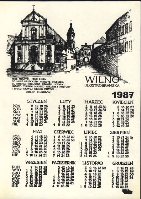 Kalendarz na 1987 r. z widokiem Wilna