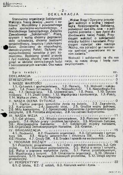 Deklaracja Solidarności Walczącej - broszura wydana przez Agencję Wydawniczą SW w 1987 r., IPN BU 003273/524 t. 4, s. 115-137